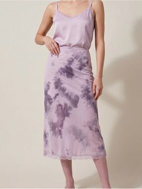 NWOT Design Lab Tie Dye Lilac Mesh Midi Skirt size M
